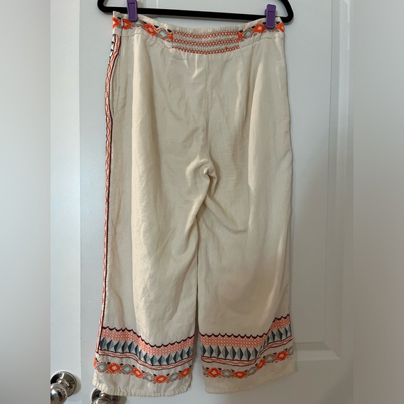 Anthropologie Embroidered Wide Leg Pants - Picture 3 of 6